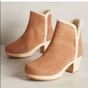 anthropologie miss Albright fur trim clog bootie